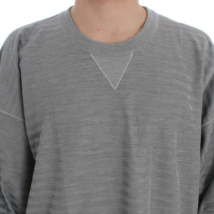Dolce & Gabbana Gray Crewneck Pullover Silk Sweater