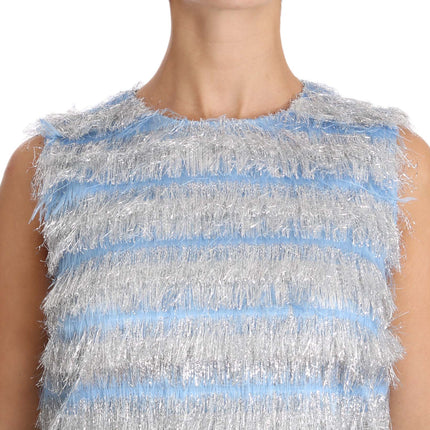 Dolce & Gabbana Light Blue Silver Shift Gown Dress