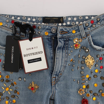 Dolce & Gabbana Crystal Roses Heart Embellished Jeans