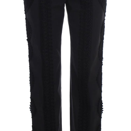 Dolce & Gabbana Black Cotton Stretch Torero Capris Pants