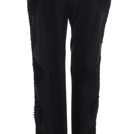 Dolce & Gabbana Black Cotton Stretch Torero Capris Pants