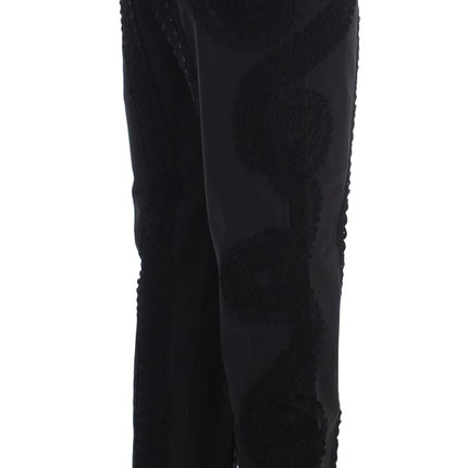 Dolce & Gabbana Black Cotton Stretch Torero Capris Pants