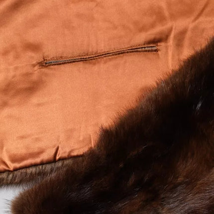 Dolce & Gabbana Black Brown Stripe Fur Shawl Wrap Scarf
