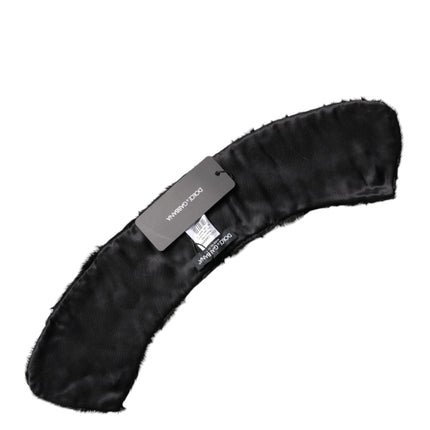Dolce & Gabbana Black Lamb Fur Collar Women Neck Wrap Scarf