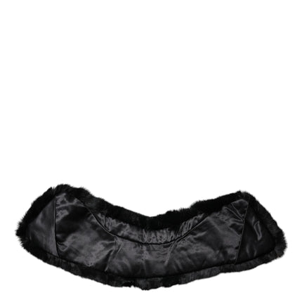 Dolce & Gabbana Black Lamb Fur Collar Women Neck Wrap Scarf