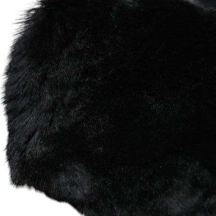 Dolce & Gabbana Black Lamb Fur Collar Women Neck Wrap Scarf