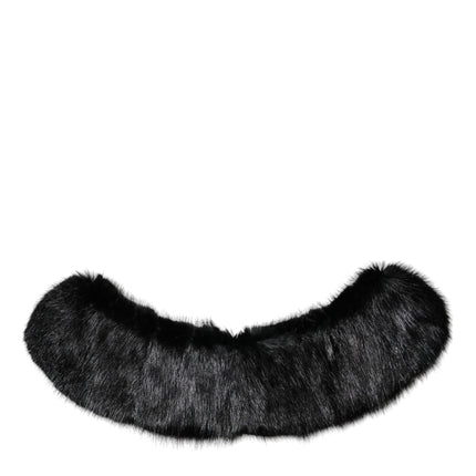 Dolce & Gabbana Black Fur Shawl Neck Wrap Cover Collar Scarf
