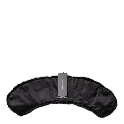 Dolce & Gabbana Black Fur Shawl Neck Wrap Cover Collar Scarf