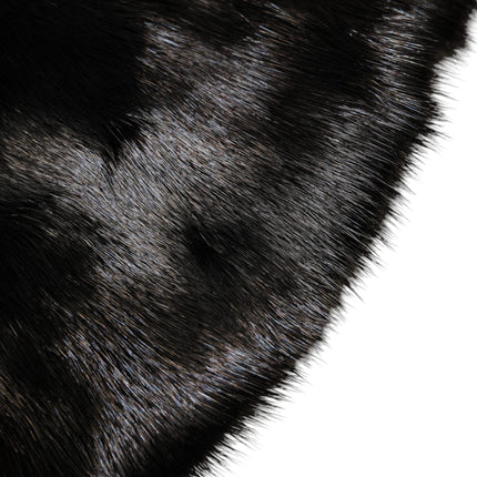 Dolce & Gabbana Black Fur Shawl Neck Wrap Cover Collar Scarf