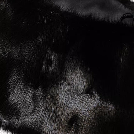 Dolce & Gabbana Black Fur Shawl Neck Wrap Cover Collar Scarf