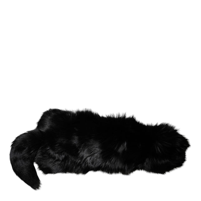 Dolce & Gabbana Black Fox Fur Neck Wrap Warmer Winter Scarf