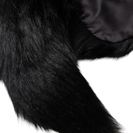 Dolce & Gabbana Black Fox Fur Neck Wrap Warmer Winter Scarf