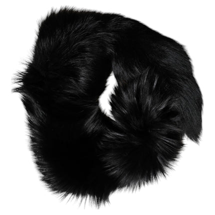 Dolce & Gabbana Black Fox Fur Neck Wrap Warmer Winter Scarf