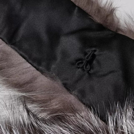 Dolce & Gabbana Gray Fox Fur Neck Wrap Warmer Winter Scarf