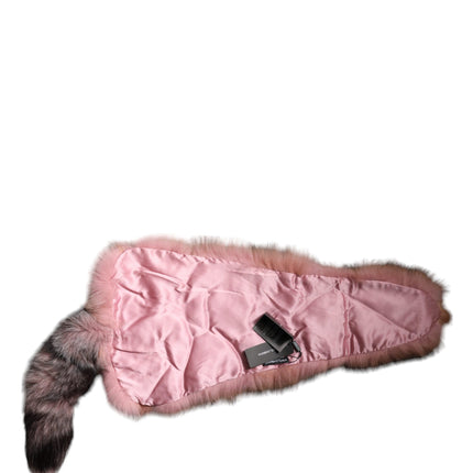 Dolce & Gabbana Pink Frost Fox Fur Neck Warmer Winter Scarf