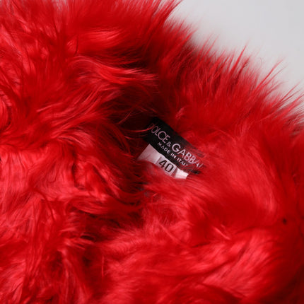 Dolce & Gabbana Red Alpaca Fur Women Neck Warmer Winter Scarf