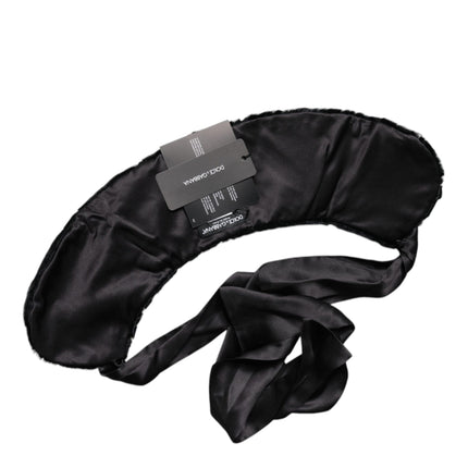 Dolce & Gabbana Black Lamb Fur Women Neck Warmer Winter Scarf