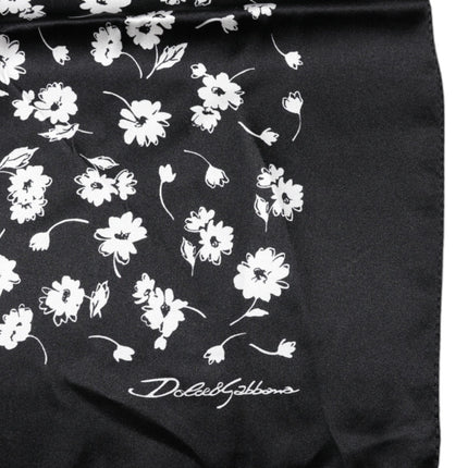 Dolce & Gabbana Black Floral Silk Square Wrap Shawl Scarf
