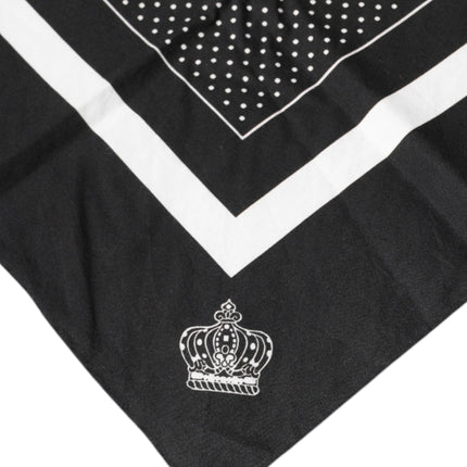 Dolce & Gabbana Black Polka Dots Cotton Handkerchief Scarf