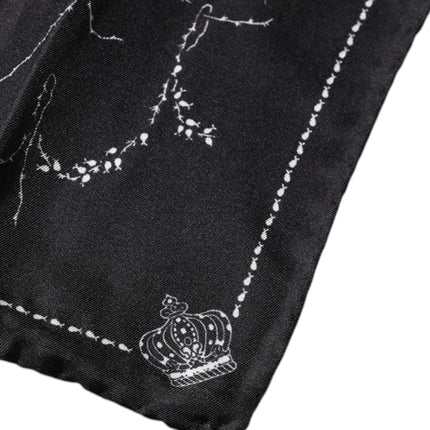 Dolce & Gabbana Black Patterned Silk Handkerchief Scarf