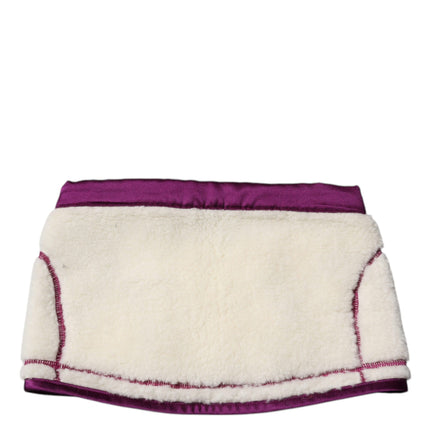 Dolce & Gabbana White Purple Cashmere Fleece Neck Warmer Scarf