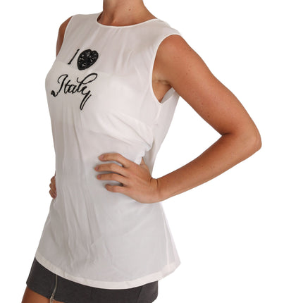 Dolce & Gabbana White Silk I LOVE ITALY Cami T-shirt