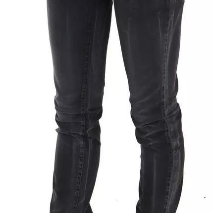 John Galliano Grey Washed Low Waist Zipper Side Skinny Denim Jeans