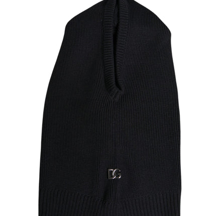 Dolce & Gabbana Black Wool Whole Head Wrap Balaclava Hat