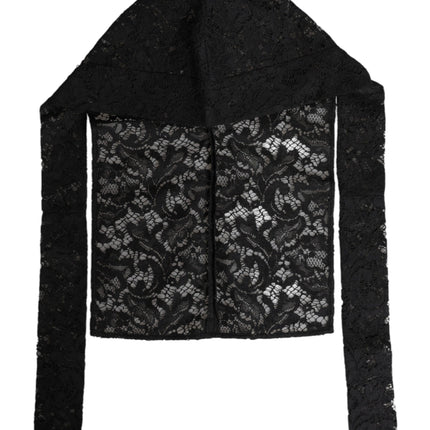 Dolce & Gabbana Black Floral Lace Whole Head Wrap Hat