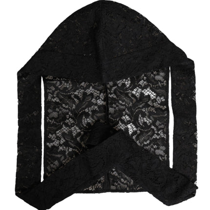 Dolce & Gabbana Black Floral Lace Whole Head Wrap Hat