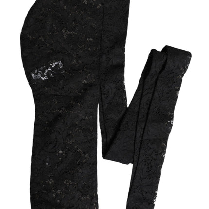 Dolce & Gabbana Black Floral Lace Whole Head Wrap Hat