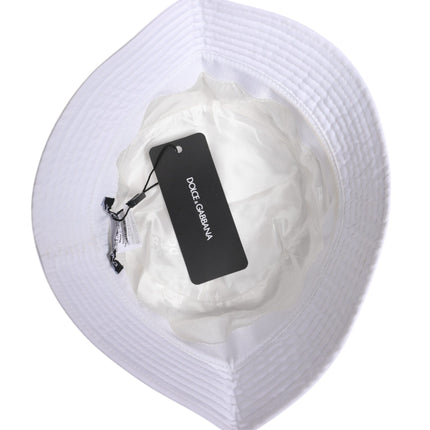Dolce & Gabbana White Cotton Wide Brim Bucket Hat