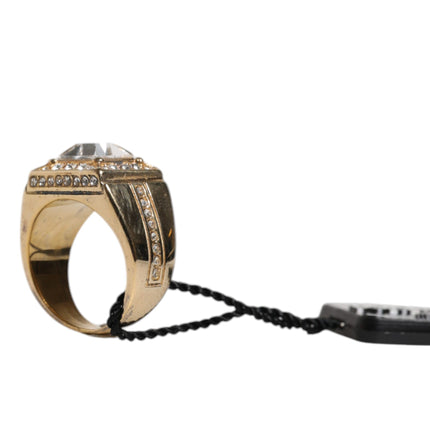 Dolce & Gabbana Gold Tone Sterling Silver 925 Crystals Ring