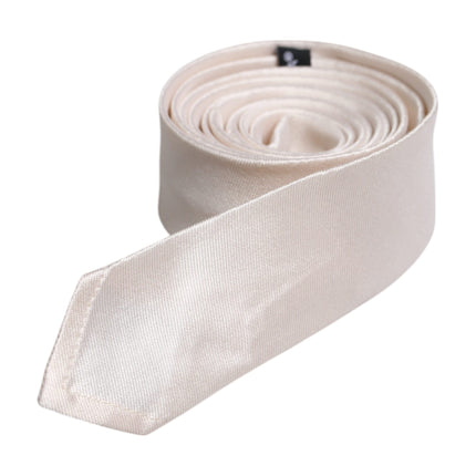 Dolce & Gabbana White Solid Silk Adjustable Necktie Tie