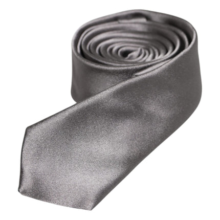 Dolce & Gabbana Metallic Silver Silk Adjustable Necktie Tie