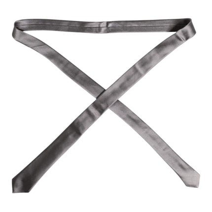 Dolce & Gabbana Metallic Silver Silk Adjustable Necktie Tie
