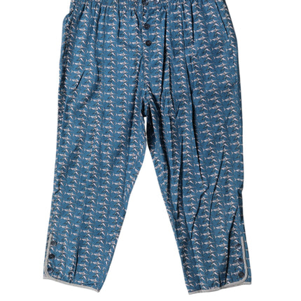 Dolce & Gabbana Blue Shark Print Cropped Beachwear Swimwear