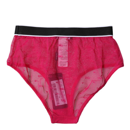 Dolce & Gabbana Fuchsia Tulle Nylon Mid Waist Panty Underwear