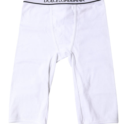 Dolce & Gabbana White Logo Cotton Cropped Tights Underwear