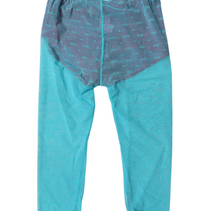 Dolce & Gabbana Blue Fuchsia Logo Lingerie Cropped Underwear