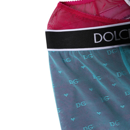 Dolce & Gabbana Blue Fuchsia Logo Lingerie Cropped Underwear
