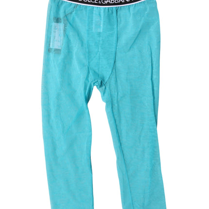 Dolce & Gabbana Light Blue DG Logo Nylon Cropped Tights Underwear