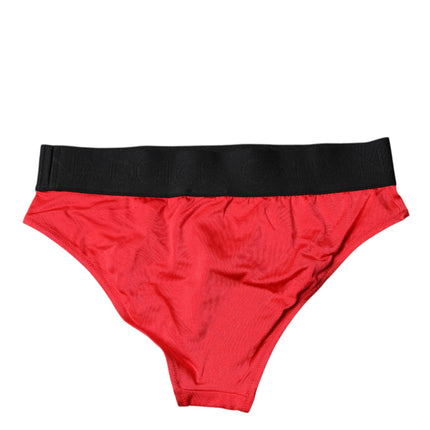 Dolce & Gabbana Red Nylon Stretch Mid Waist Panty Underwear