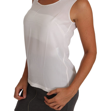 Dolce & Gabbana White Silk A-line Sleeveless Blouse T-Shirt Top