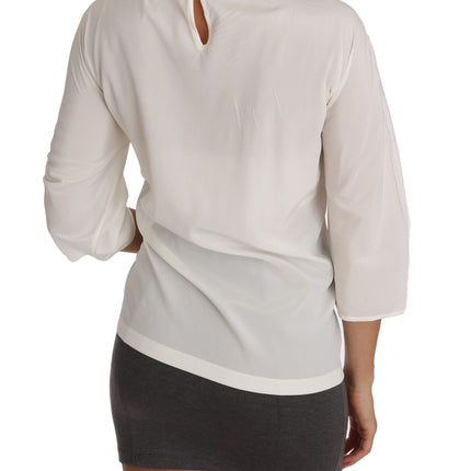 Dolce & Gabbana White Silk #dgfamily Blouse T-shirt