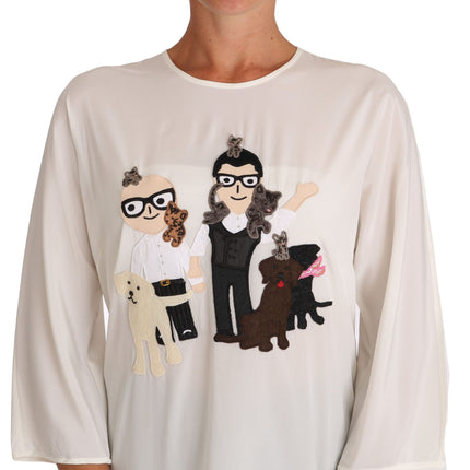 Dolce & Gabbana White Silk #dgfamily Blouse T-shirt
