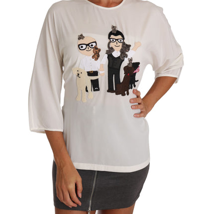 Dolce & Gabbana White Silk #dgfamily Blouse T-shirt