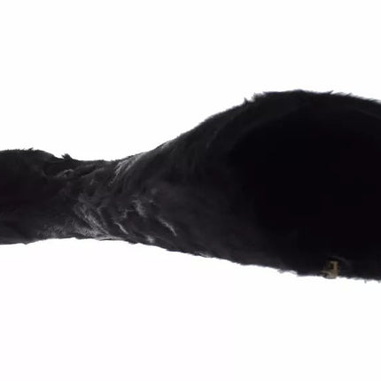 Dolce & Gabbana Black Xiangao Lamb Fur Leather Boots Shoes
