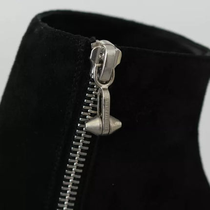 Philipp Plein Black Suede Studded Heels Ankle Boots Shoes