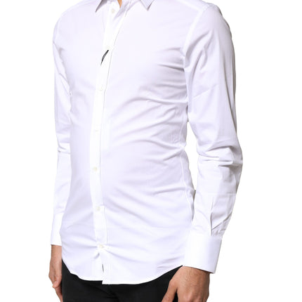 Dolce & Gabbana White GOLD Cotton Long Sleeves Dress Shirt